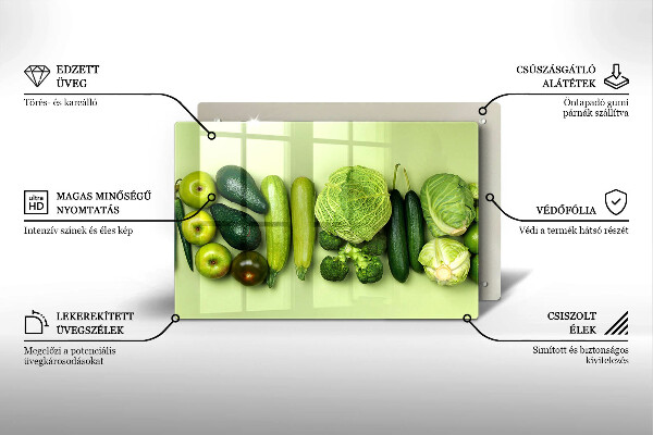 Herdabdeckplatte glas Grünes Obst und Gemüse