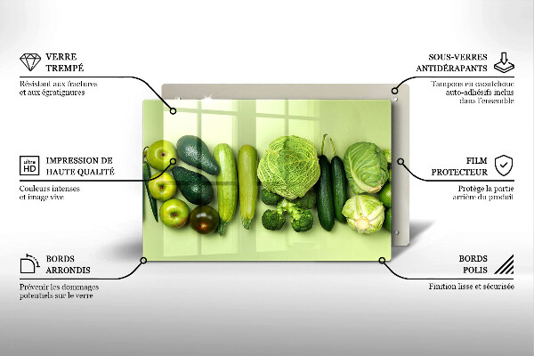 Herdabdeckplatte glas Grünes Obst und Gemüse