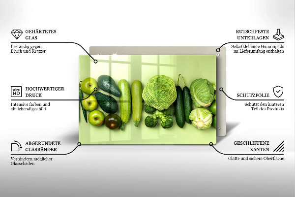 Herdabdeckplatte glas Grünes Obst und Gemüse