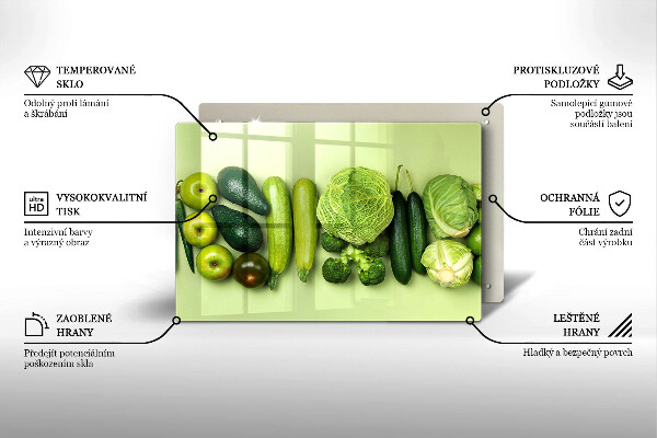 Herdabdeckplatte glas Grünes Obst und Gemüse