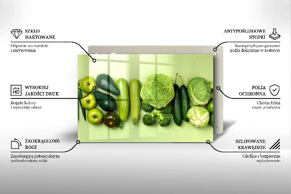 Herdabdeckplatte glas Grünes Obst und Gemüse