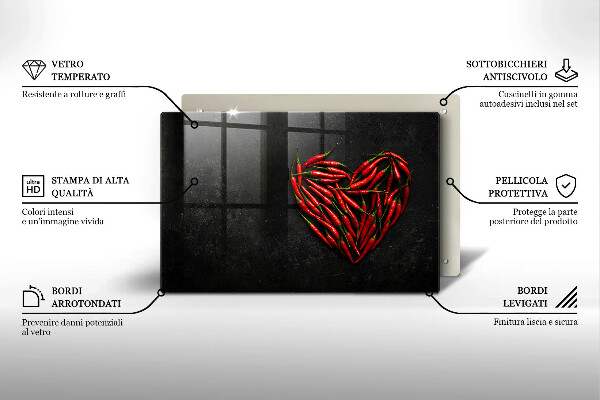 Herdabdeckung Chili-Pfeffer-Herz