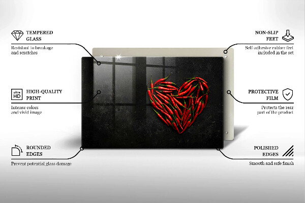 Herdabdeckung Chili-Pfeffer-Herz