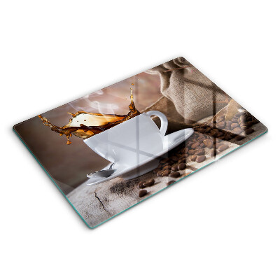 Herdabdeckung Tasse und Kaffeebohnen