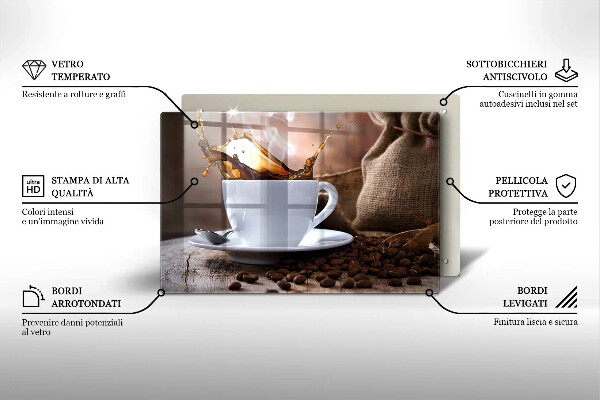 Herdabdeckung Tasse und Kaffeebohnen