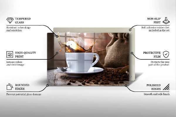 Herdabdeckung Tasse und Kaffeebohnen