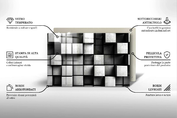 Herdabdeckung Abstrakte 3D-Quadrate