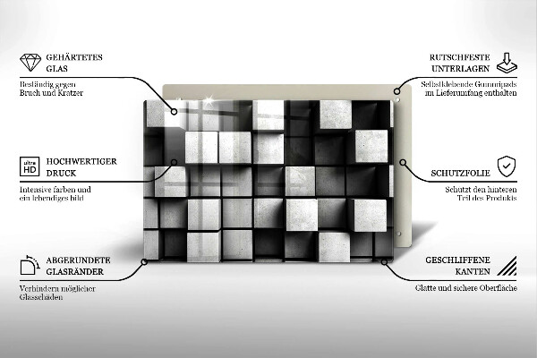 Herdabdeckung Abstrakte 3D-Quadrate