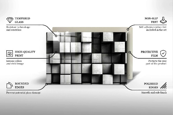 Herdabdeckung Abstrakte 3D-Quadrate