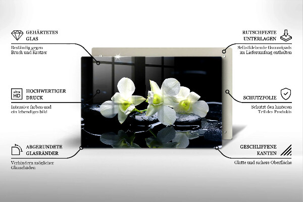 Herdabdeckung Weiße Blumen in Zen-Wasser