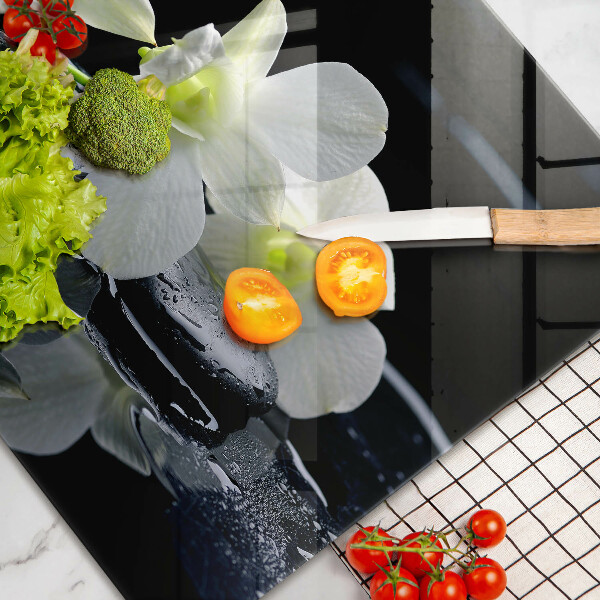 Herdabdeckung Weiße Blumen in Zen-Wasser