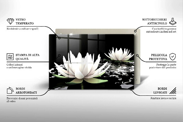 Herdabdeckung Weiße Lilien auf dem Wasser