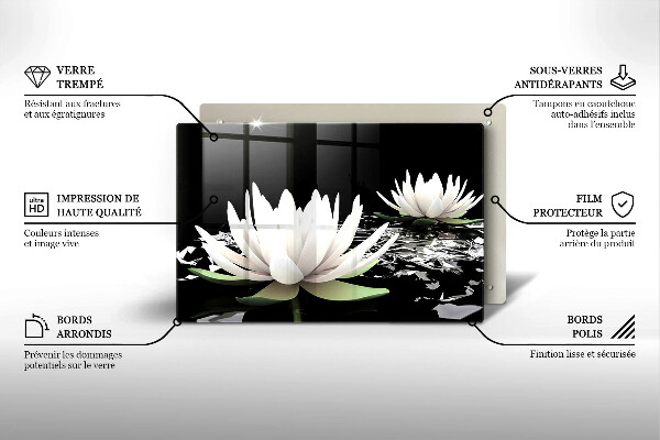 Herdabdeckung Weiße Lilien auf dem Wasser