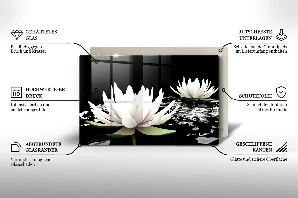 Herdabdeckung Weiße Lilien auf dem Wasser