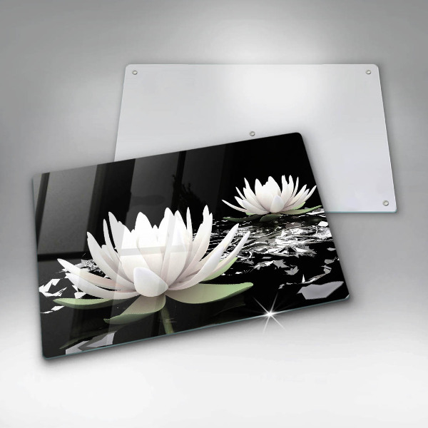 Herdabdeckung Weiße Lilien auf dem Wasser