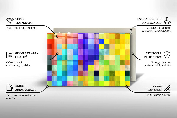 Herdabdeckung Bunte Pixelquadrate