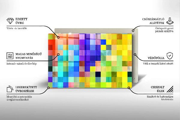 Herdabdeckung Bunte Pixelquadrate