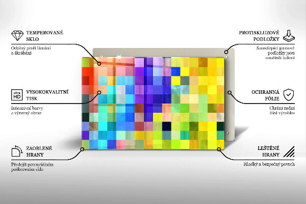 Herdabdeckung Bunte Pixelquadrate