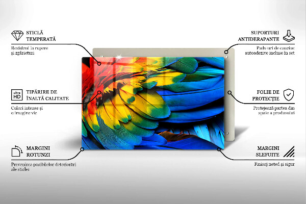 Herdabdeckung Bunte Papageienfedern
