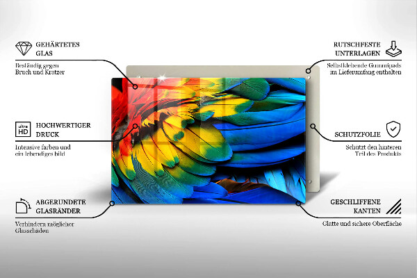 Herdabdeckung Bunte Papageienfedern
