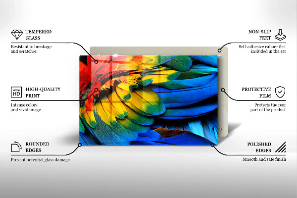 Herdabdeckung Bunte Papageienfedern