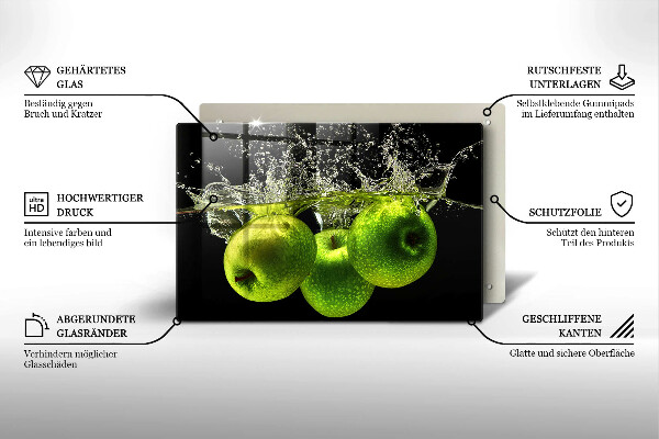 Herdabdeckung Grüne Äpfel und Wasser