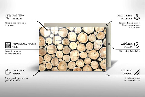 Herdabdeckung Baumstämme aus Holz