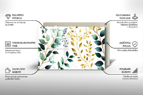Abdeckung induktionskochfeld Grüne und goldene Blätter