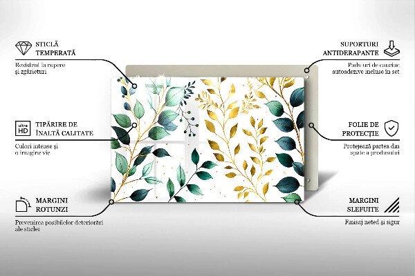 Abdeckung induktionskochfeld Grüne und goldene Blätter