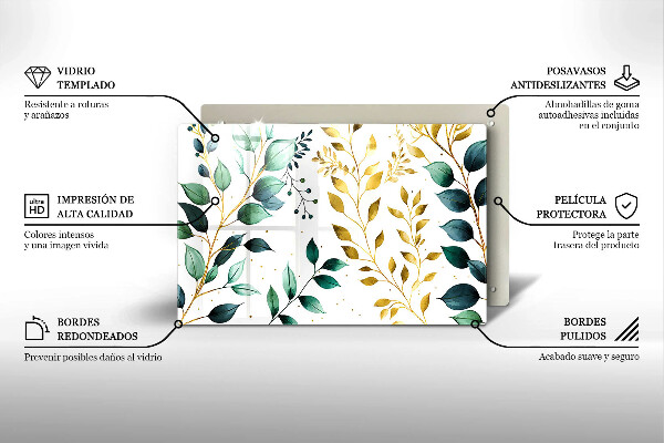 Abdeckung induktionskochfeld Grüne und goldene Blätter