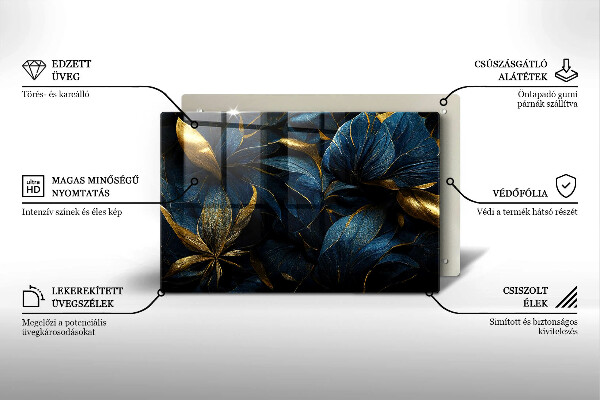 Abdeckung induktionskochfeld Dekorative Blätter mit Gold
