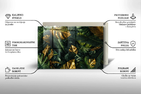 Herdabdeckung Goldene Monstera-Blätter