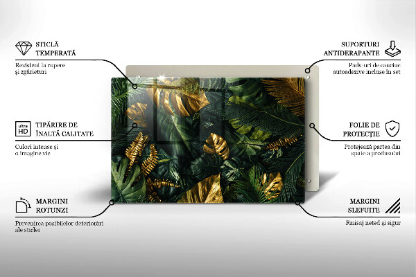 Herdabdeckung Goldene Monstera-Blätter