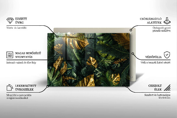 Herdabdeckung Goldene Monstera-Blätter