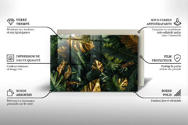 Herdabdeckung Goldene Monstera-Blätter