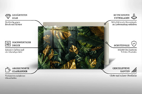 Herdabdeckung Goldene Monstera-Blätter