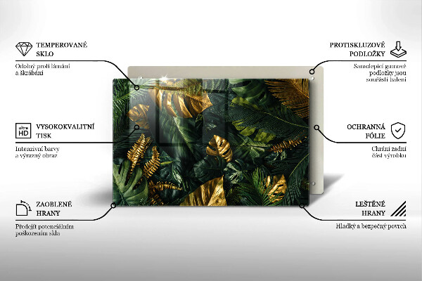 Herdabdeckung Goldene Monstera-Blätter