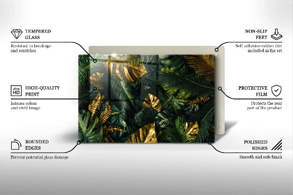 Herdabdeckung Goldene Monstera-Blätter