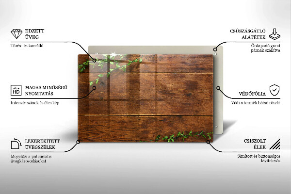 Herdabdeckung Holzbretter und Blätter