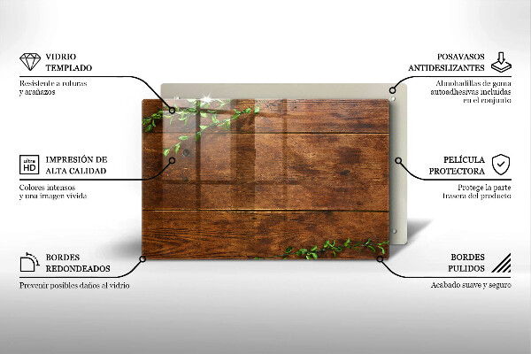 Herdabdeckung Holzbretter und Blätter