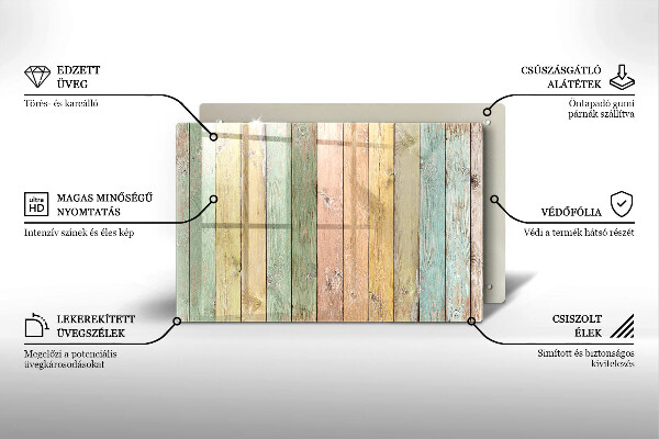 Herdabdeckung Bunte Vintage-Bretter
