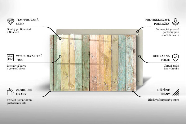 Herdabdeckung Bunte Vintage-Bretter