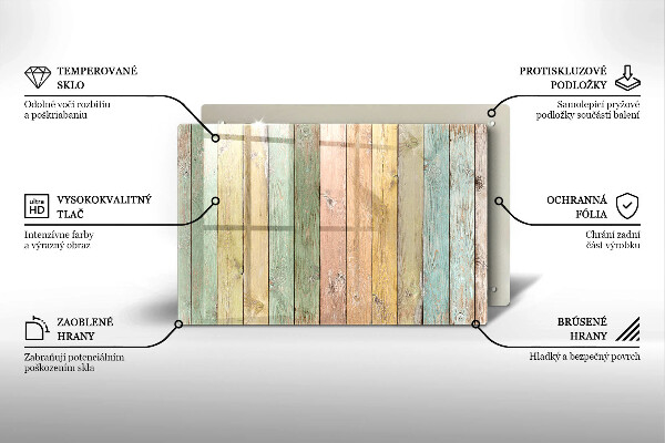 Herdabdeckung Bunte Vintage-Bretter