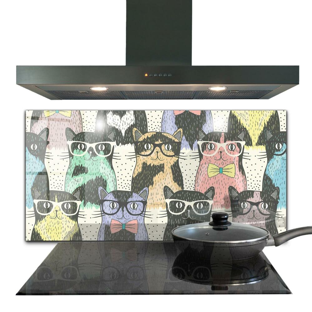 Küchenrückwand Spritzschutz Katzen-Hipster-lustige Illustration