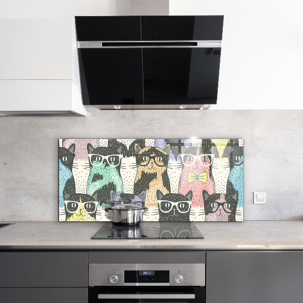 Küchenrückwand Spritzschutz Katzen-Hipster-lustige Illustration