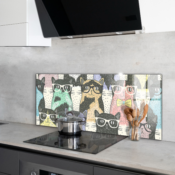 Küchenrückwand Spritzschutz Katzen-Hipster-lustige Illustration