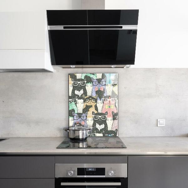 Küchenrückwand Spritzschutz Katzen-Hipster-lustige Illustration