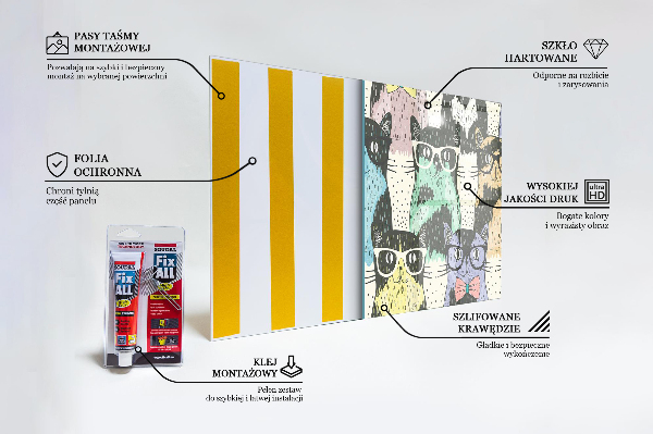 Küchenrückwand Spritzschutz Katzen-Hipster-lustige Illustration