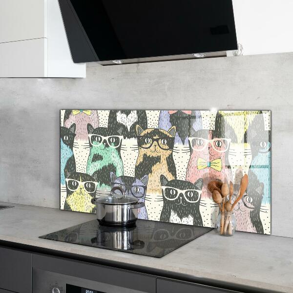 Küchenrückwand Spritzschutz Katzen-Hipster-lustige Illustration