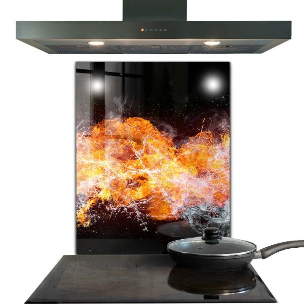 Küchenrückwand Spritzschutz Der Kampf der Elemente Feuerwasser